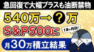【急回復だが油断禁物】新NISAでeMAXIS Slim米国株式(S&P500)に月30万積立したらいくらになった？【18ヶ月目で元本540万】