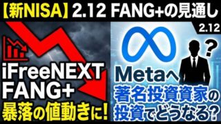 【新NISA】2.12FANG+の見通し｜iFreeNEXT FANG+暴落の値動きに！Metaへ著名投資家の投資でどうなる？