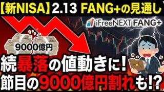 【新NISA】2.13FANG+の見通し|iFreeNEXT FANG+続暴落の値動きに!節目の9000億円割れも!?