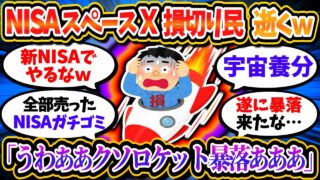 【養分速報】NISAスペースX損切り民、ロケット級の大暴落で逝くｗｗ「くそロケットおいふざけるな！」「うわああもうだめだあああああ」【2chお金/投資】