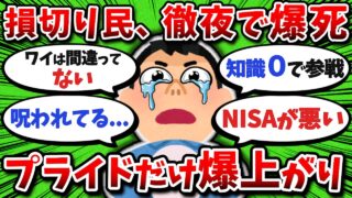 【悲報】新NISA損切り民、大損により徹夜で寝れなかった模様w【2ch有益スレ】